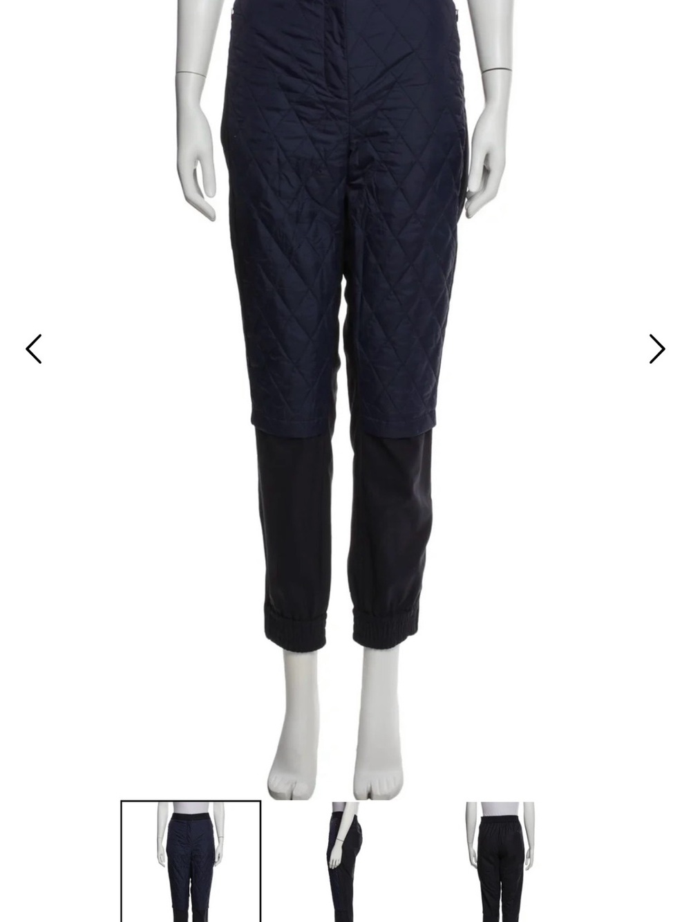 Tibi Quilted Navy Overlayer Skinny Jumpsuit Pants
